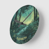 Gepersonaliseerd Fairy Light Forest Ronde Klok (Hoek)