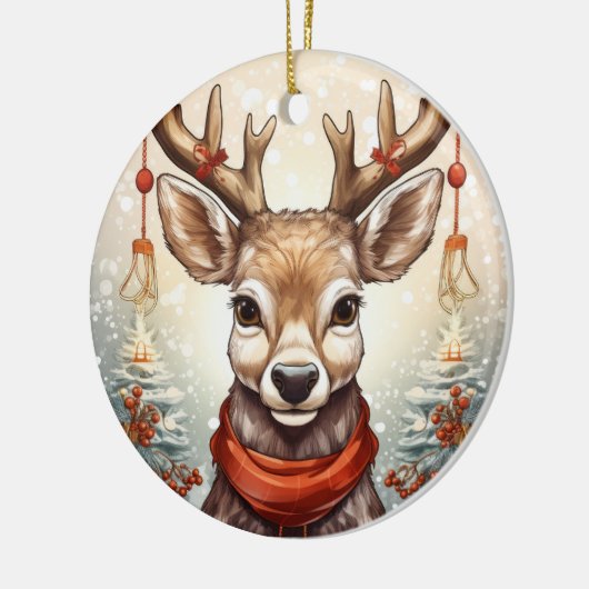 Gepersonaliseerd Familie Kerst Ornament, 2-zijdig Keramisch Ornament (Links)