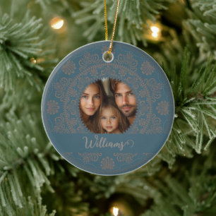 Gepersonaliseerd Familieportret Gouden Rococo Mand Keramisch Ornament