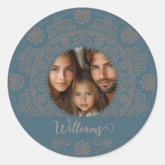 Gepersonaliseerd Familieportret Gouden Rococo Mand Ronde Sticker