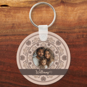 Gepersonaliseerd Familieportret Warm Neutrals Mand Sleutelhanger