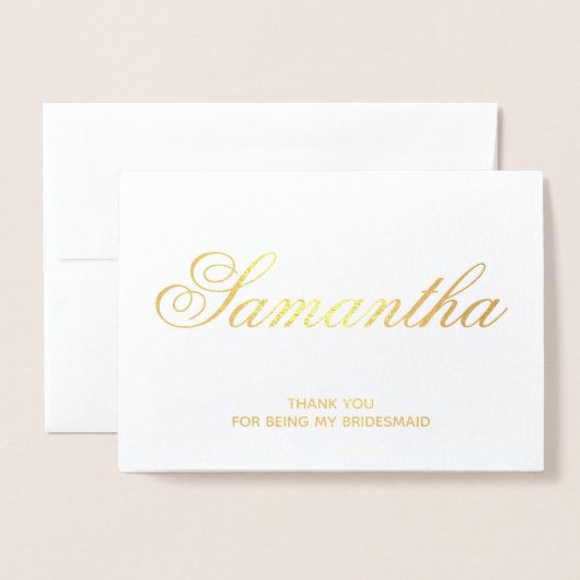 Gepersonaliseerd Fancy script bruidsmeisje dank u Folie Kaarten (Voorkant met envelop)