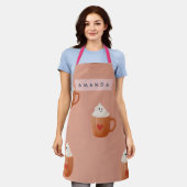 Gepersonaliseerd Fantasievol Warm Cacaomokpatroon Schort (Gedragen)