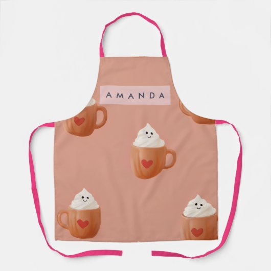 Gepersonaliseerd Fantasievol Warm Cacaomokpatroon Schort (Voorkant)