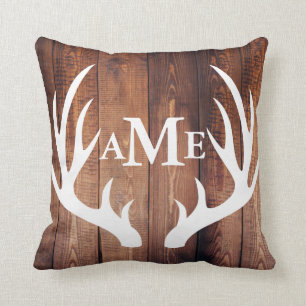 Gepersonaliseerd - Farmhouse Barn Wood Deer Antler Kussen