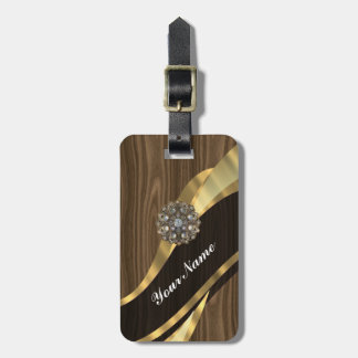 Gepersonaliseerd  faux donker eikenhout bagagelabel