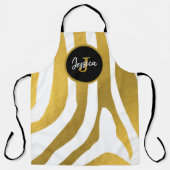 Gepersonaliseerd Faux Gold Zebra Print Stripes Pat Schort (Voorkant)