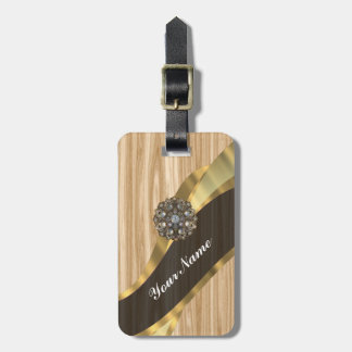 Gepersonaliseerd  faux licht bruin eikenhout bagagelabel