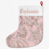 Gepersonaliseerd faux roze marmer grote kerstsok (Achterkant)