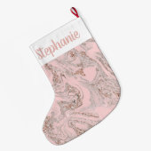 Gepersonaliseerd faux roze marmer grote kerstsok (Achterkant (Hangend))
