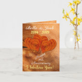 Gepersonaliseerd Faux Wood 5th Wedding Jubileum Kaart (Gele Bloem)