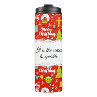Gepersonaliseerd feestelijk kerstpatroon thermosbeker