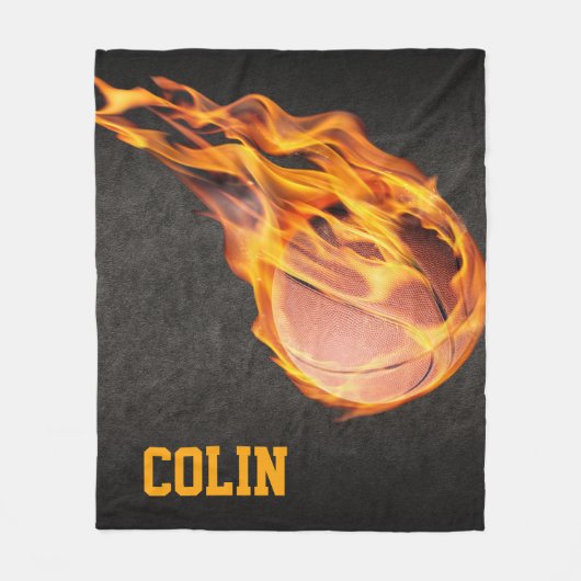 Gepersonaliseerd Fiery Basketball Fleece Deken (Voorkant)
