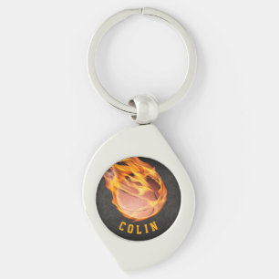 Gepersonaliseerd Fiery Basketball Sleutelhanger