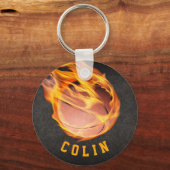 Gepersonaliseerd Fiery Basketball Sleutelhanger (Voorkant)