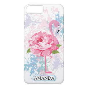 Gepersonaliseerd Flamingo-monogram iPhone 8 Plus / 7 Plus Hoesje