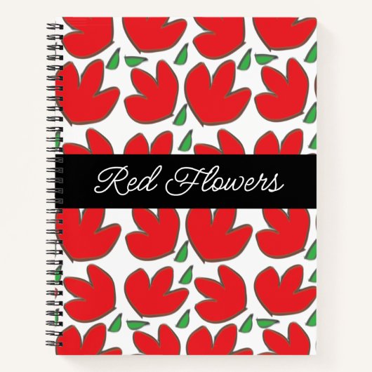 Gepersonaliseerd flessenpatroon rode bloemen notitieboek (Voorkant)