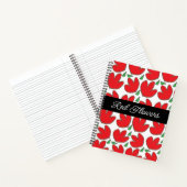 Gepersonaliseerd flessenpatroon rode bloemen notitieboek (Binnen)