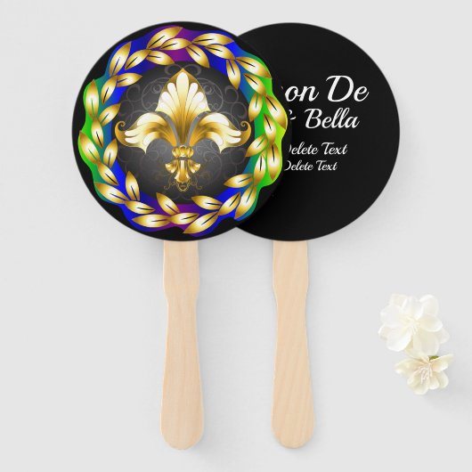 Gepersonaliseerd Fleur de Lis Fan Handwaaier (Voorkant en achterkant)