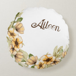 Gepersonaliseerd Floral bruidsmeisje cadeau idee Rond Kussen