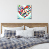 Gepersonaliseerd Floral Heart Lijst Romantisch cad Canvas Afdruk (Insitu (Slaapkamer))