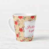 Gepersonaliseerd Floral kerstpatroon Latte Mok (Linkerhoek)