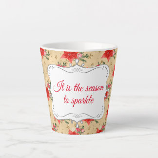 Gepersonaliseerd Floral kerstpatroon Latte Mok