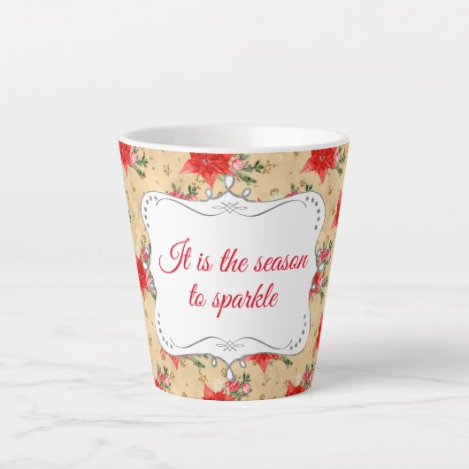 Gepersonaliseerd Floral kerstpatroon Latte Mok (Voorkant)