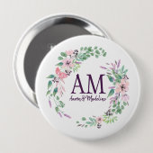 Gepersonaliseerd Floral Monogram, vers lentevolage Ronde Button 4,0 Cm (Voorkant /achterkant)