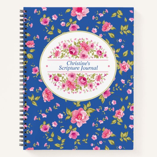 Gepersonaliseerd Floral Scripture Journal Notitieboek (Voorkant)