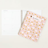 Gepersonaliseerd Floral White Chickens op Roze Pla Planner (Display)