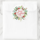 Gepersonaliseerd Floral Wreath Kerst sticker (Tas)