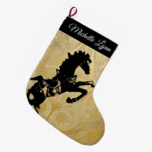 Gepersonaliseerd fokpaard Golden Grote Kerstsok (Voorkant (Hangend))