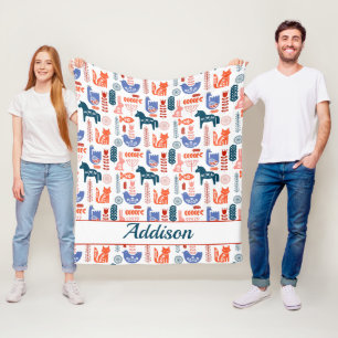 Gepersonaliseerd Folk Art Woodland Animal Fleece Deken