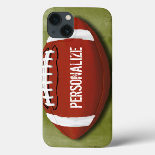 Gepersonaliseerd Football Groene Grunge iPhone 13 Hoesje