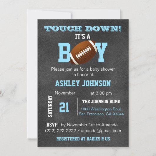 Gepersonaliseerd Football van het Chalkboard Theme Kaart (Voorkant)