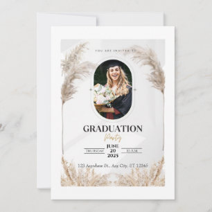 Gepersonaliseerd foto Boho Graduation Party Invita Kaart