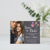 Gepersonaliseerd, Foto sparen de datum, Rustic Aankondigingskaart (Staand voorkant)