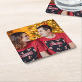 Gepersonaliseerd foto vierkante kartonnen onderzetter (Schuin)