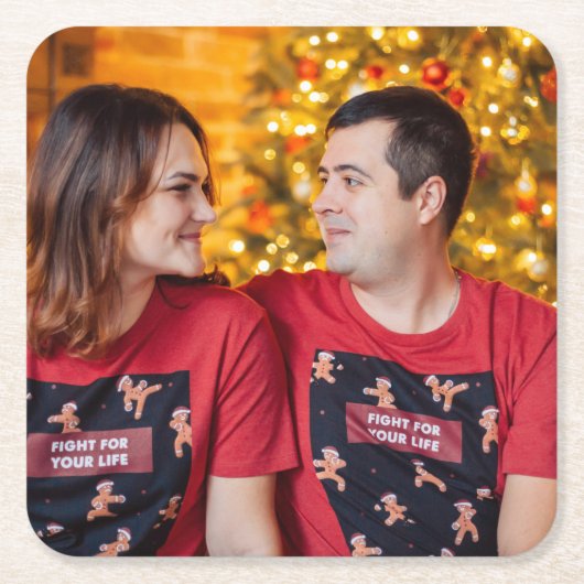 Gepersonaliseerd foto vierkante kartonnen onderzetter (Voorkant)