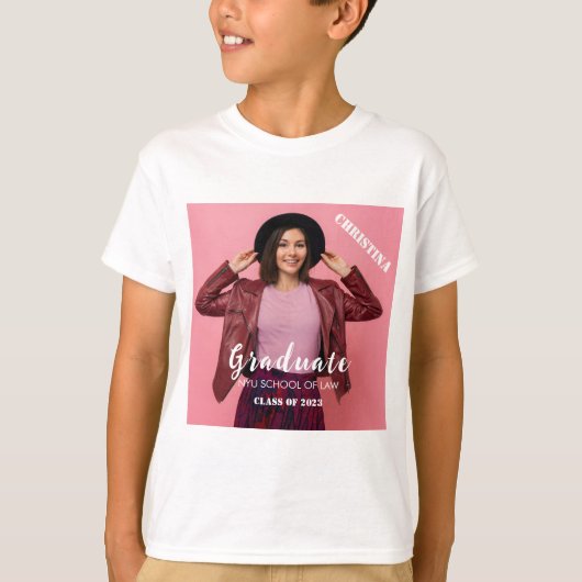 Gepersonaliseerd fotoscript Afstuderen T-shirt (Voorkant)