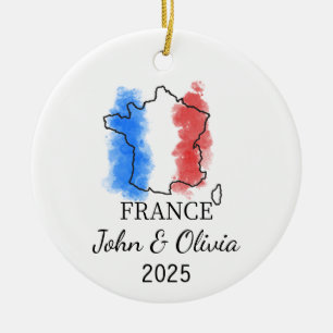 Gepersonaliseerd Frankrijk Ornament, Frankrijk Vla Keramisch Ornament