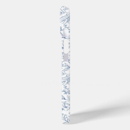 Gepersonaliseerd Frans Bloementoilet Blauw Monogra Case-Mate iPhone Case (Achterkant / Links)