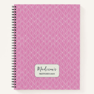 Gepersonaliseerd Fuchsia Roze Diamantpatroon Notitieboek