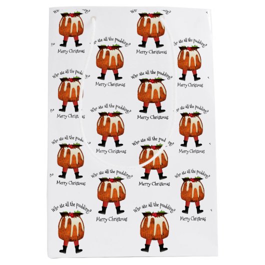 Gepersonaliseerd Fun Pudding Merry Kerstmis Medium Cadeauzakje (Voorkant)