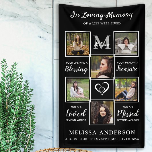 Gepersonaliseerd Funeral Photo Collage Loving Memo Spandoek