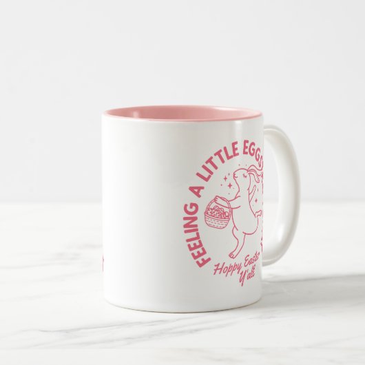 Gepersonaliseerd Funny Easter Bunny Shirt met naam Tweekleurige Koffiemok (Voorkant rechts)