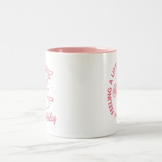 Gepersonaliseerd Funny Easter Bunny Shirt met naam Tweekleurige Koffiemok (Center)