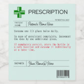 Gepersonaliseerd Funny Wine Prescription Label Wijn Etiket (Enkel label)