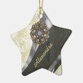  gepersonaliseerd gaffelkroompatroon keramisch ornament (Links)